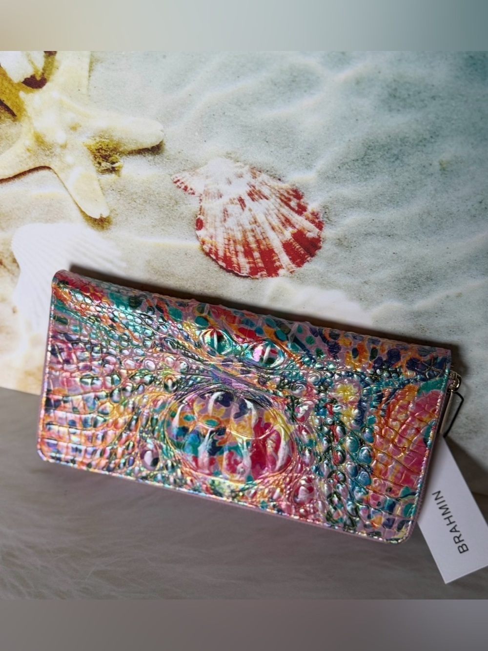 Brahmin Skyler RAINBOW REEF Wallet--NWT Vibrant Iridescent PRETTY EYE PLACEMENT - Picture 5 of 9